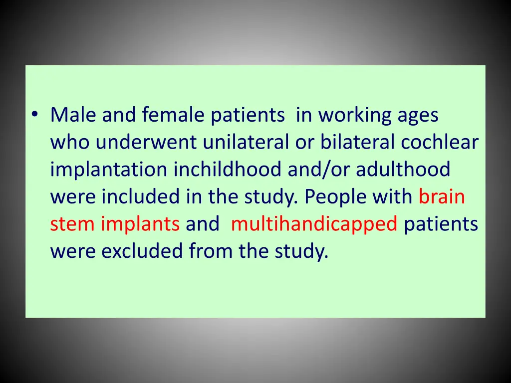male and female patients in working ages