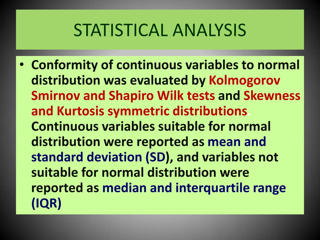 statistical analysis