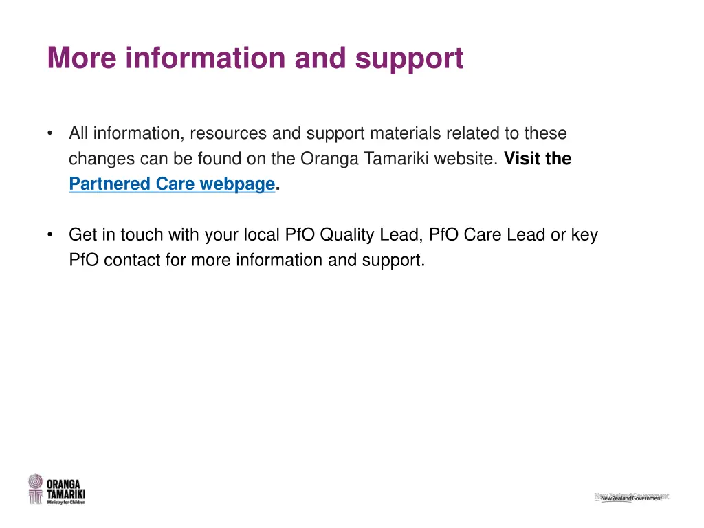 more information and support