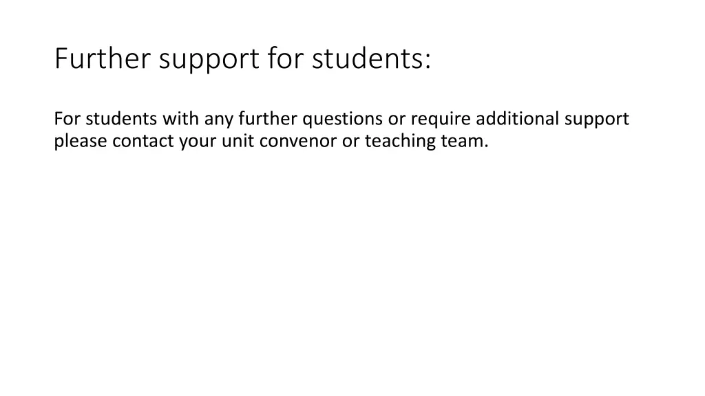 further support for students