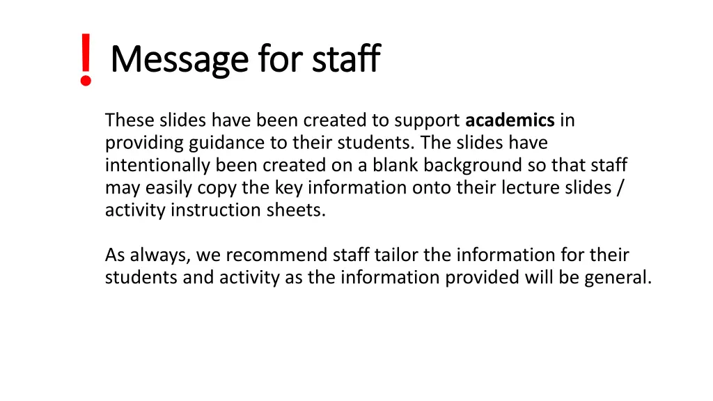 message for staff message for staff