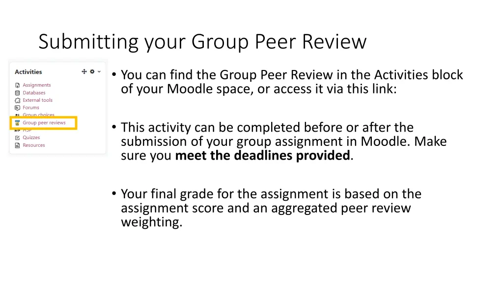 submitting your group peer review