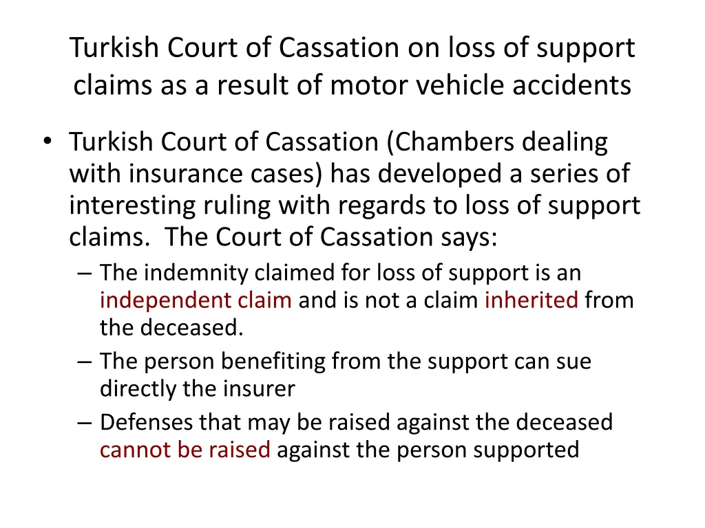 turkish court of cassation on loss of support