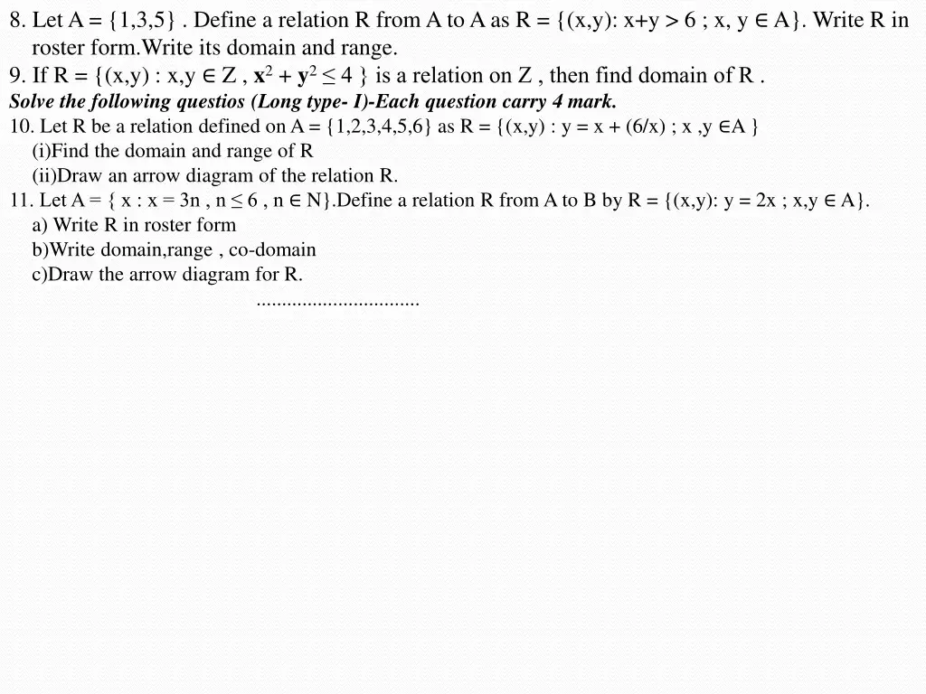 8 let a 1 3 5 define a relation r from
