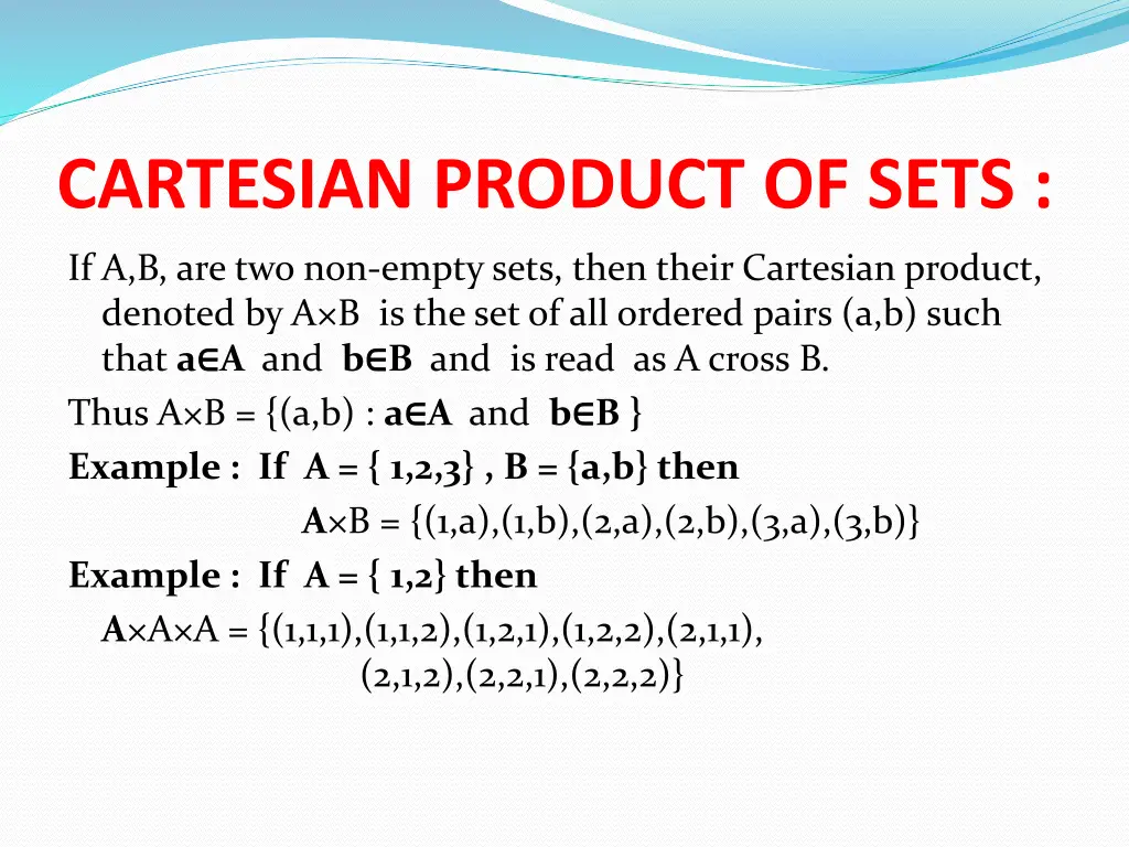 cartesian product of sets