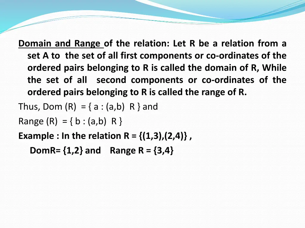 domain and range of the relation