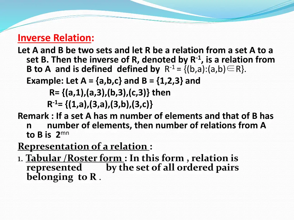 inverse relation let a and b be two sets