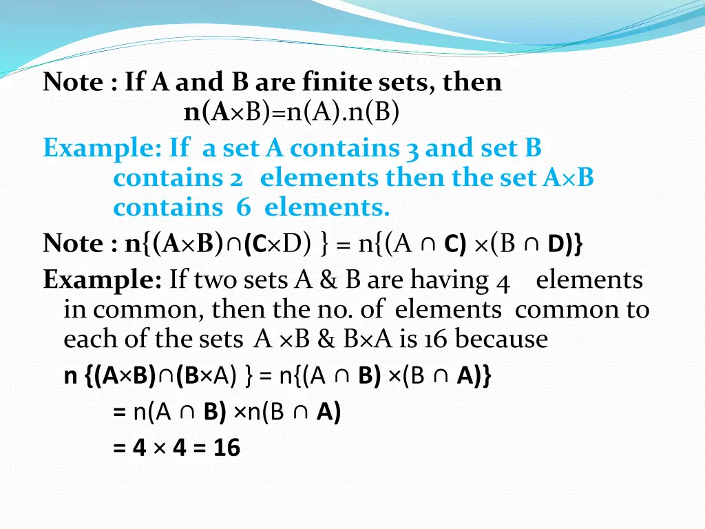 note if a and b are finite sets then