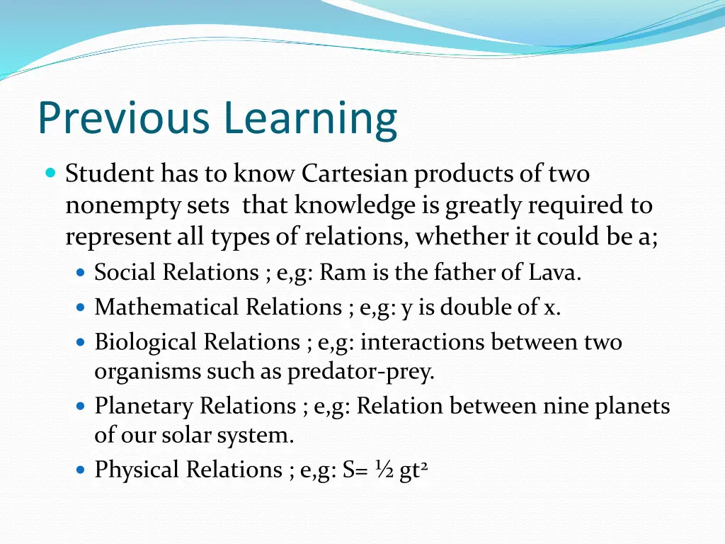 previous learning