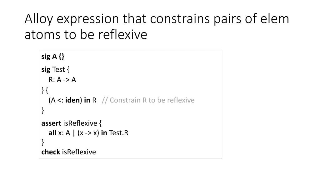 alloy expression that constrains pairs of elem