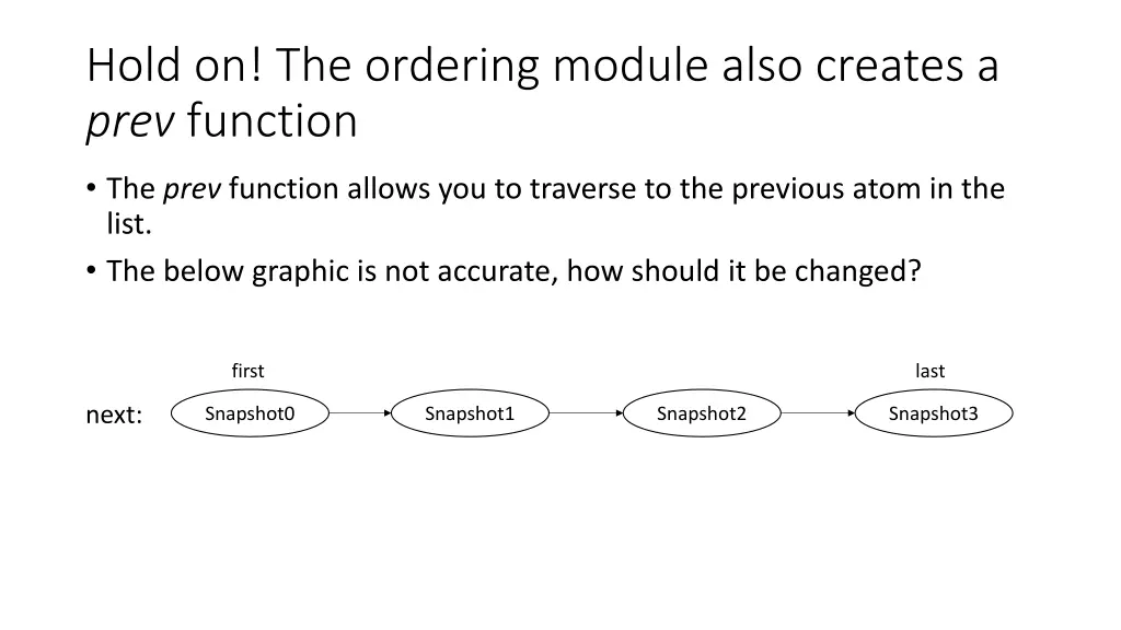 hold on the ordering module also creates a prev