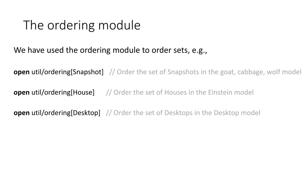 the ordering module
