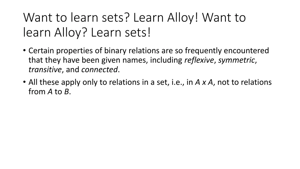 want to learn sets learn alloy want to learn