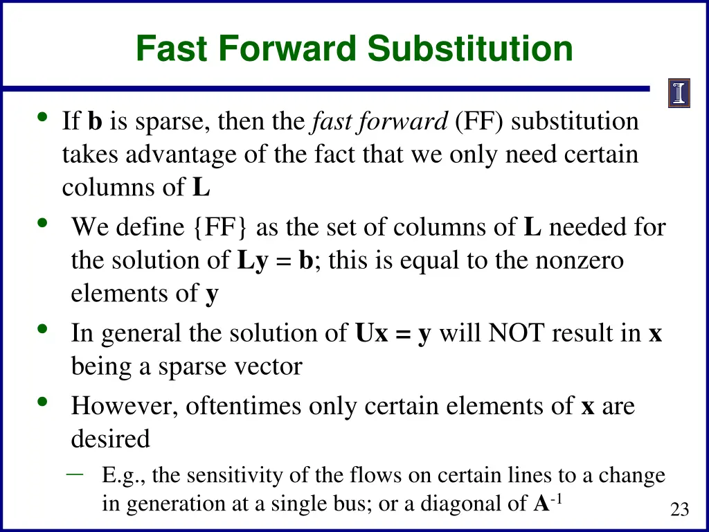 fast forward substitution
