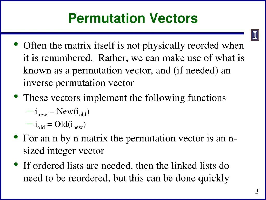 permutation vectors