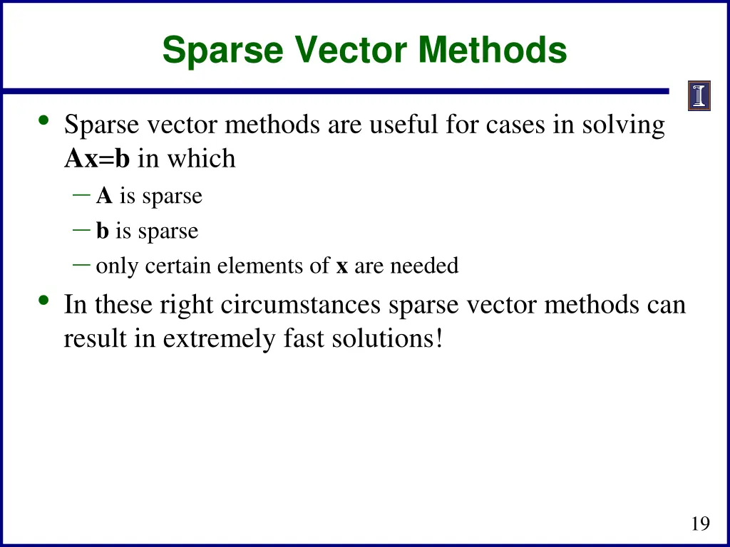 sparse vector methods