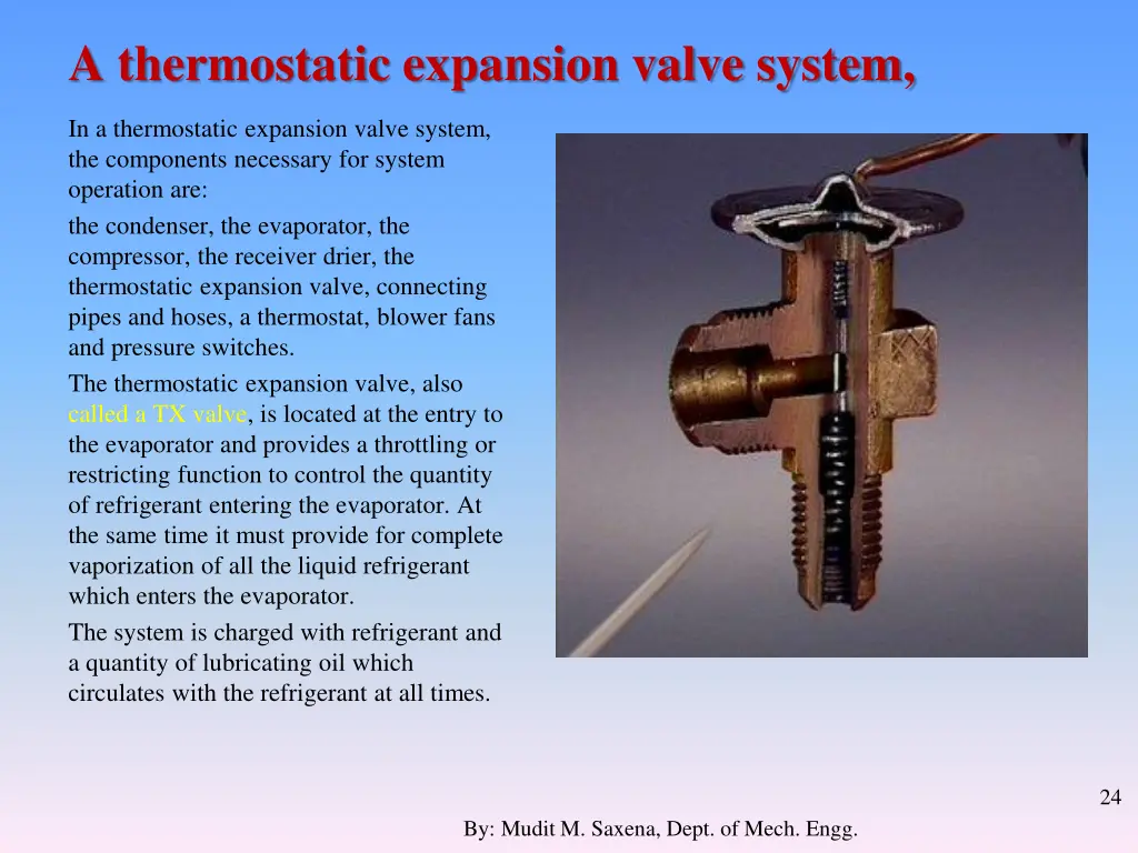 a thermostatic expansion valve system