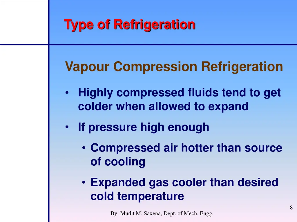 type of refrigeration