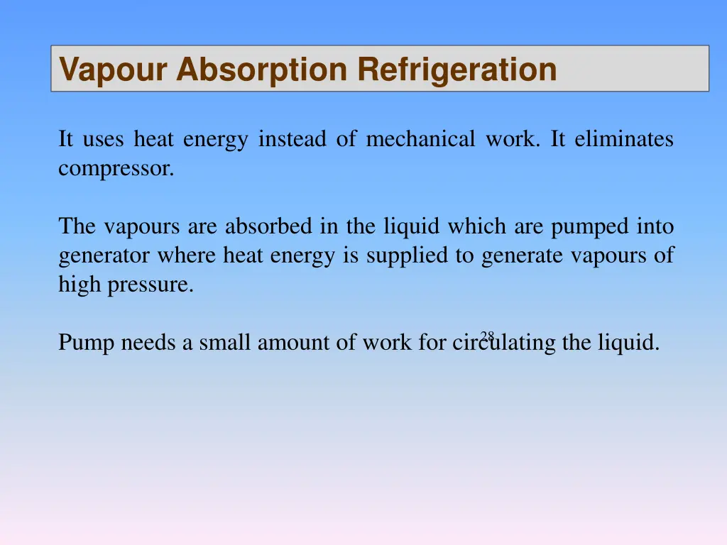 vapour absorption refrigeration
