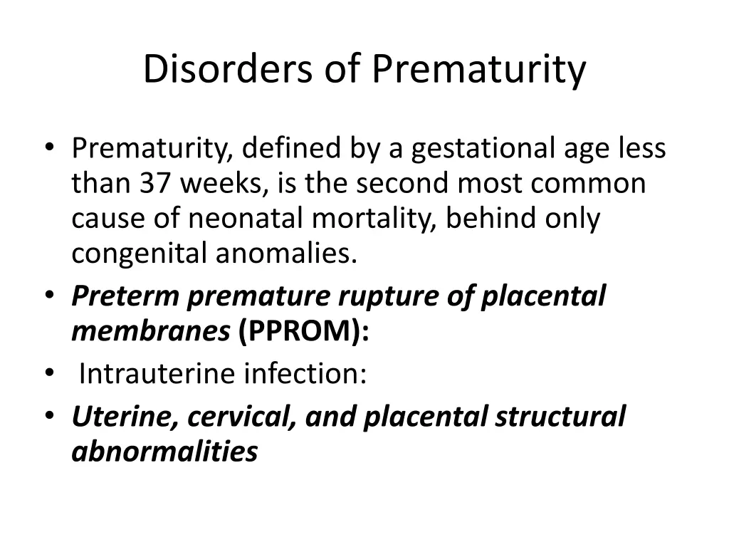 disorders of prematurity 1