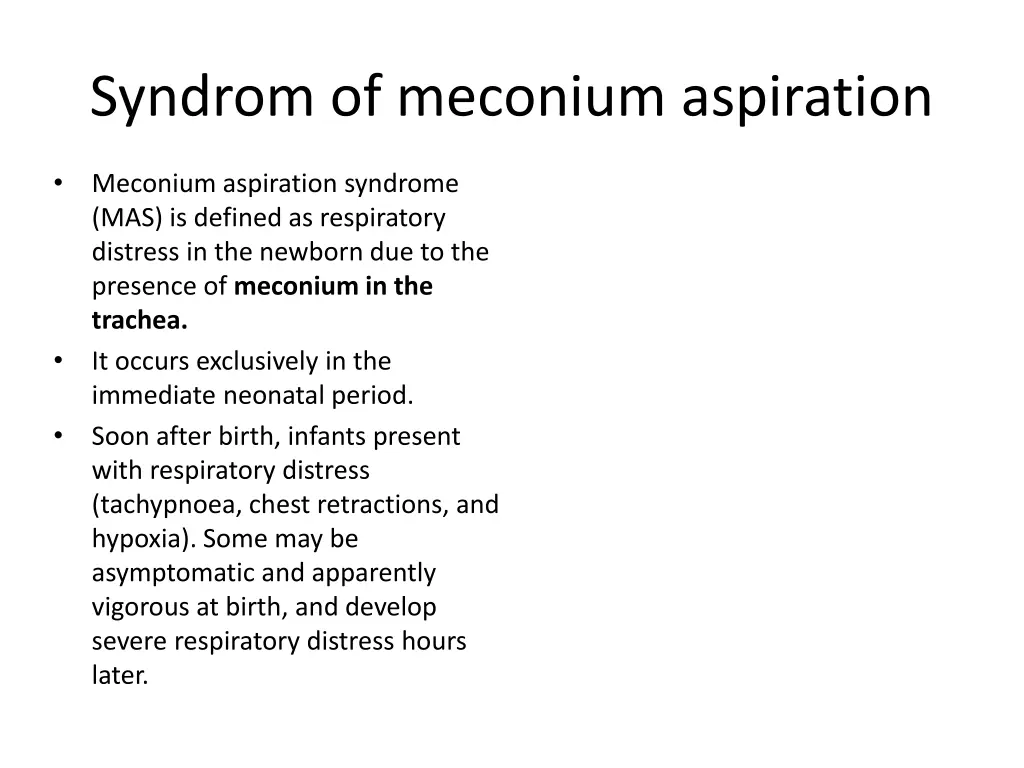 syndrom of meconium aspiration