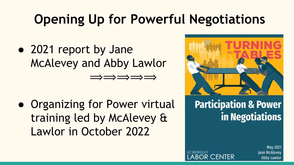 opening up for powerful negotiations