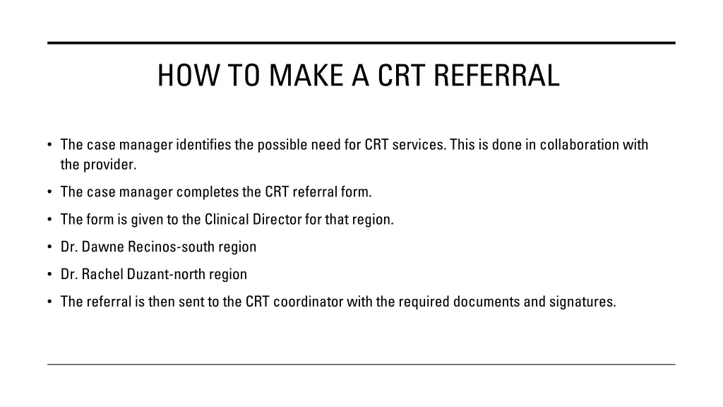 how to make a crt referral