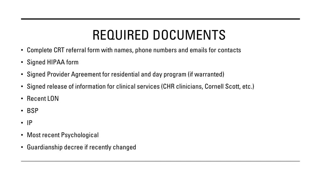 required documents