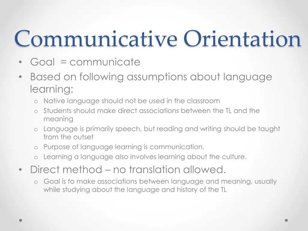 communicative orientation goal communicate based