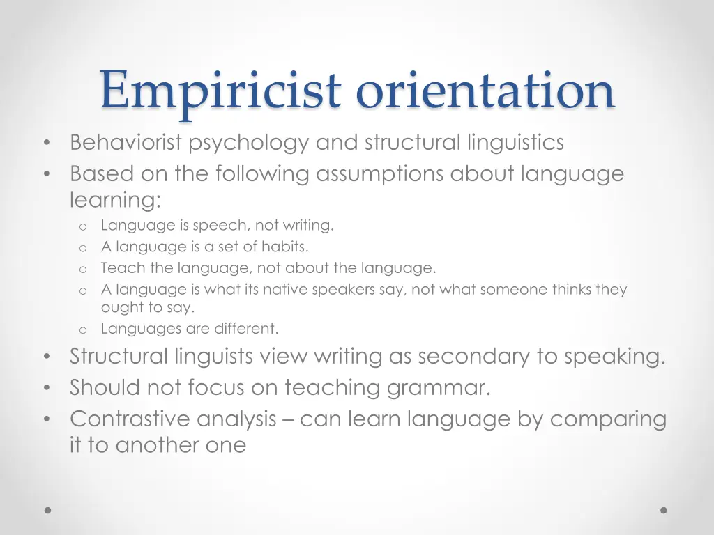 empiricist orientation behaviorist psychology