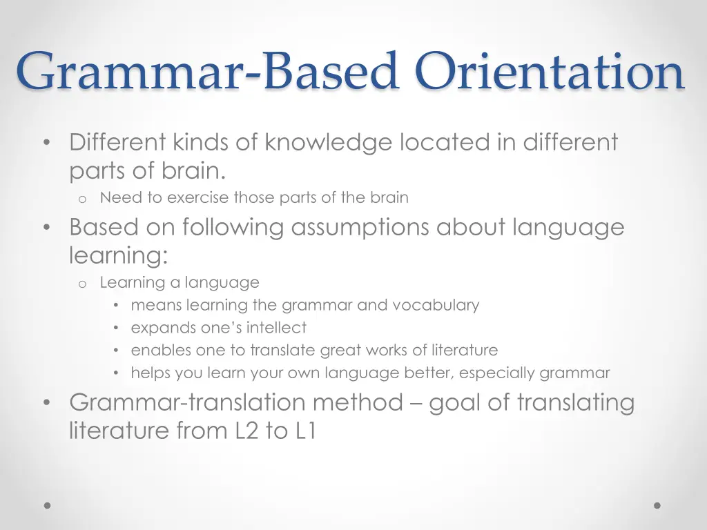 grammar based orientation