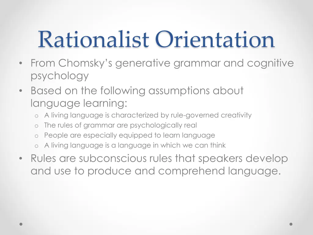 rationalist orientation from chomsky s generative