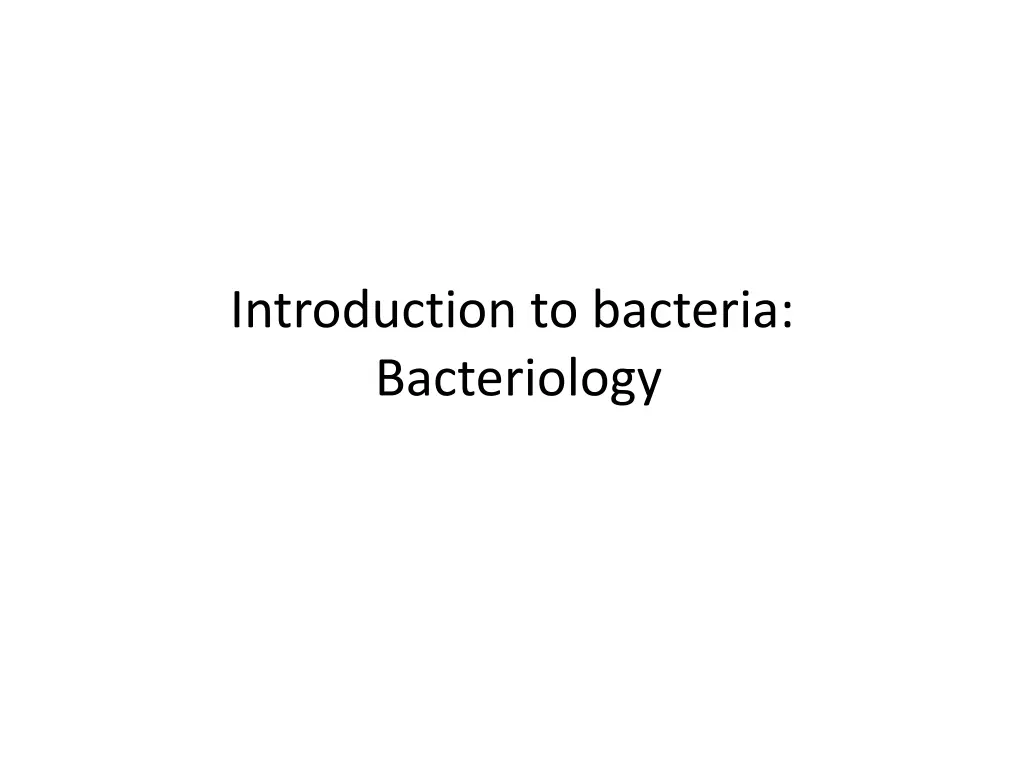 introduction to bacteria bacteriology
