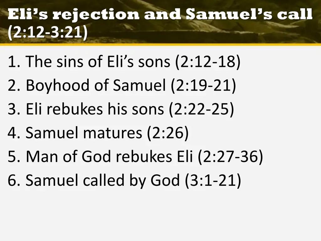 eli s rejection and samuel s call 2 12 3 21