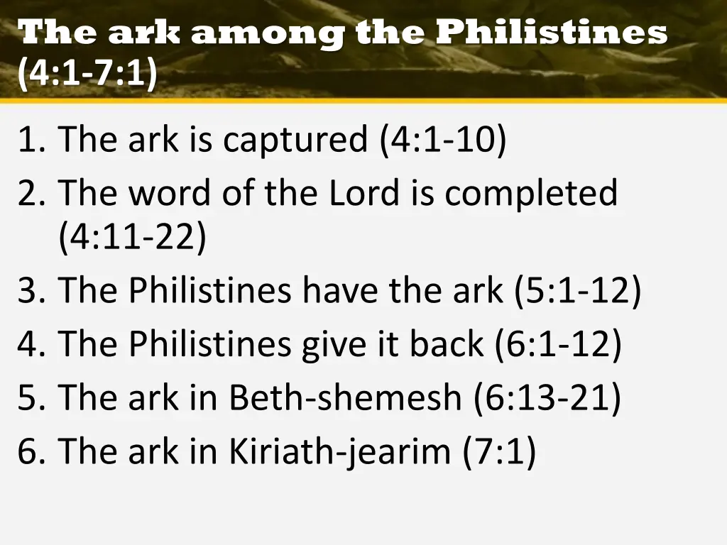 the ark among the philistines 4 1 7 1
