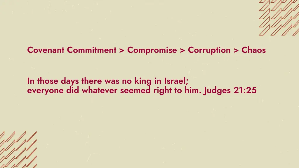 covenant commitment compromise corruption chaos