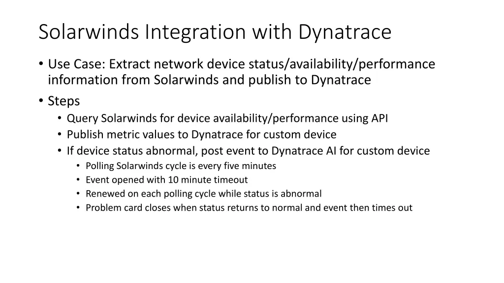solarwinds integration with dynatrace