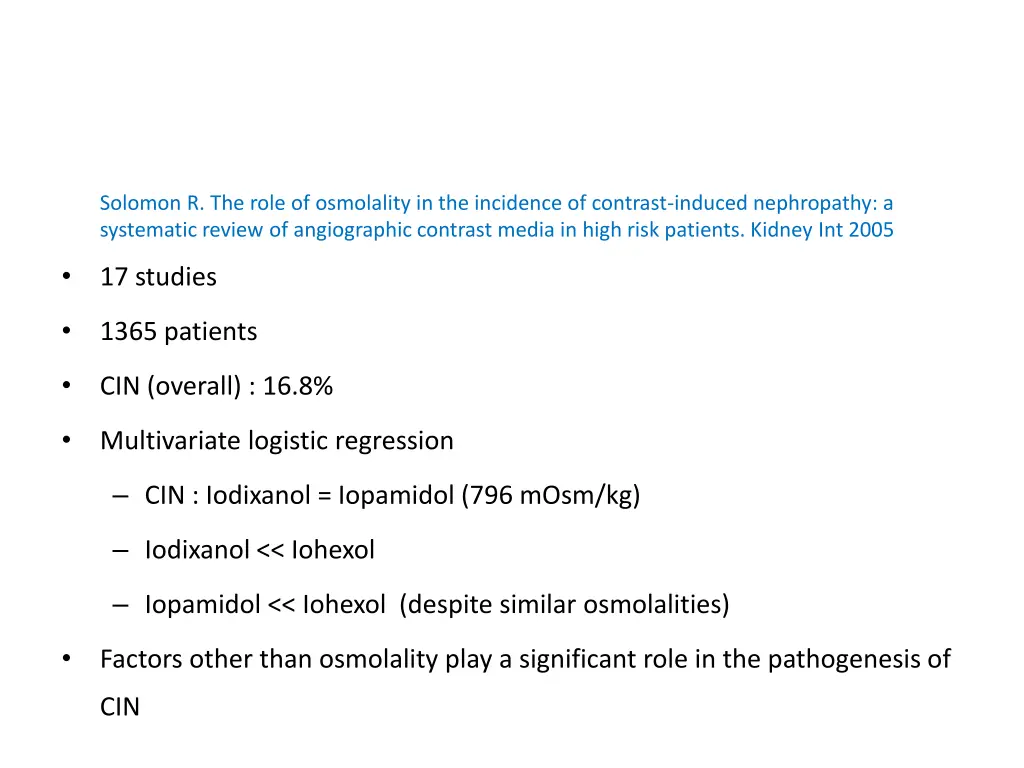 solomon r the role of osmolality in the incidence