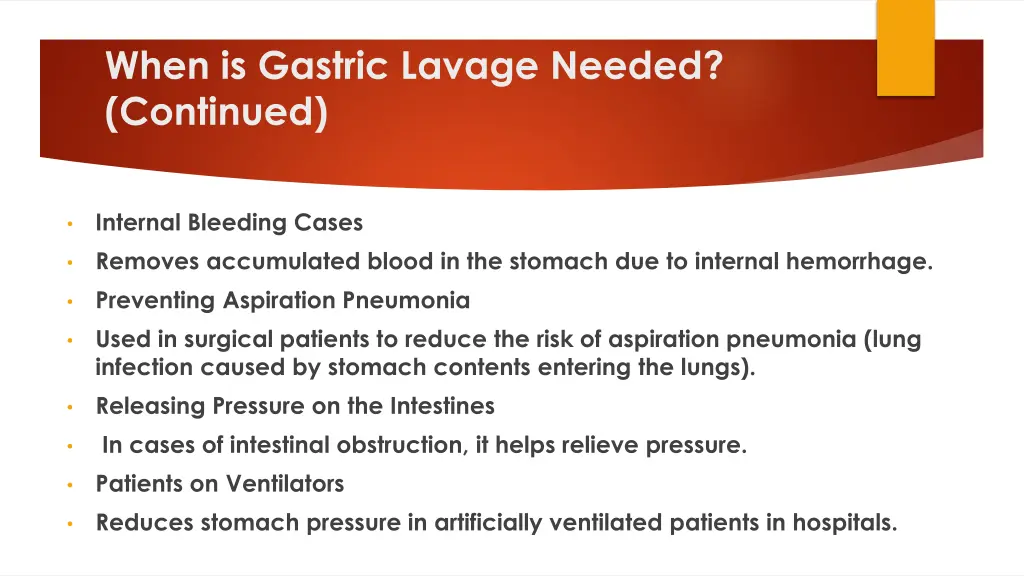 when is gastric lavage needed continued 1