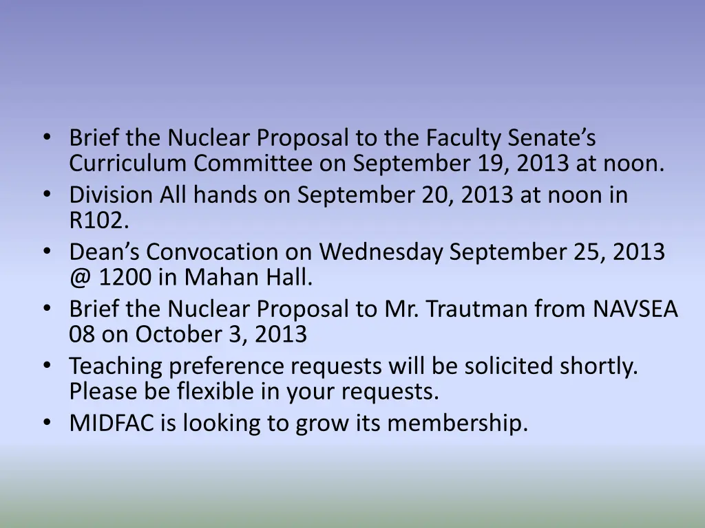 brief the nuclear proposal to the faculty senate