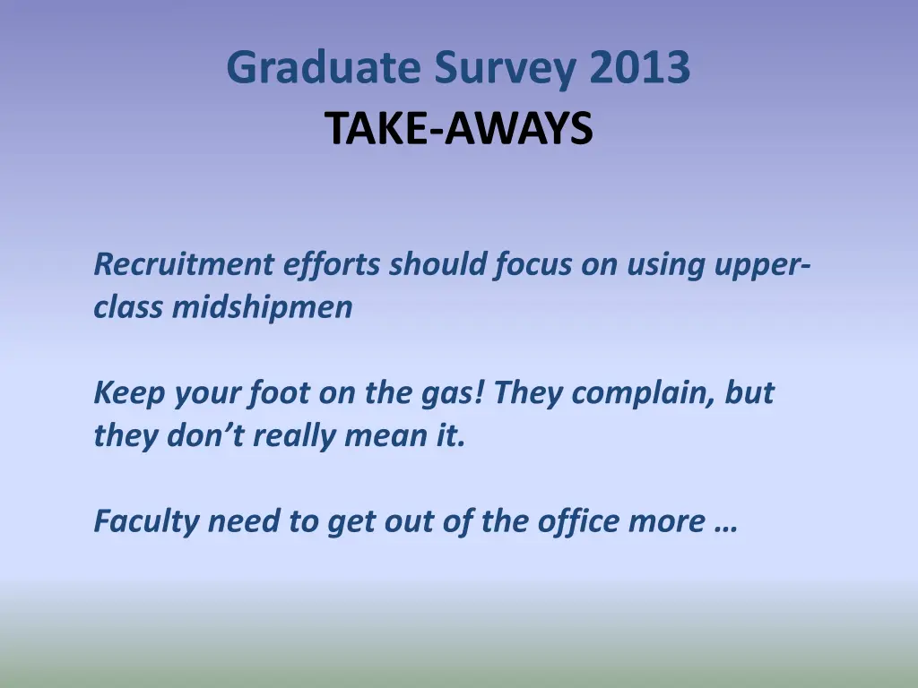 graduate survey 2013 take aways
