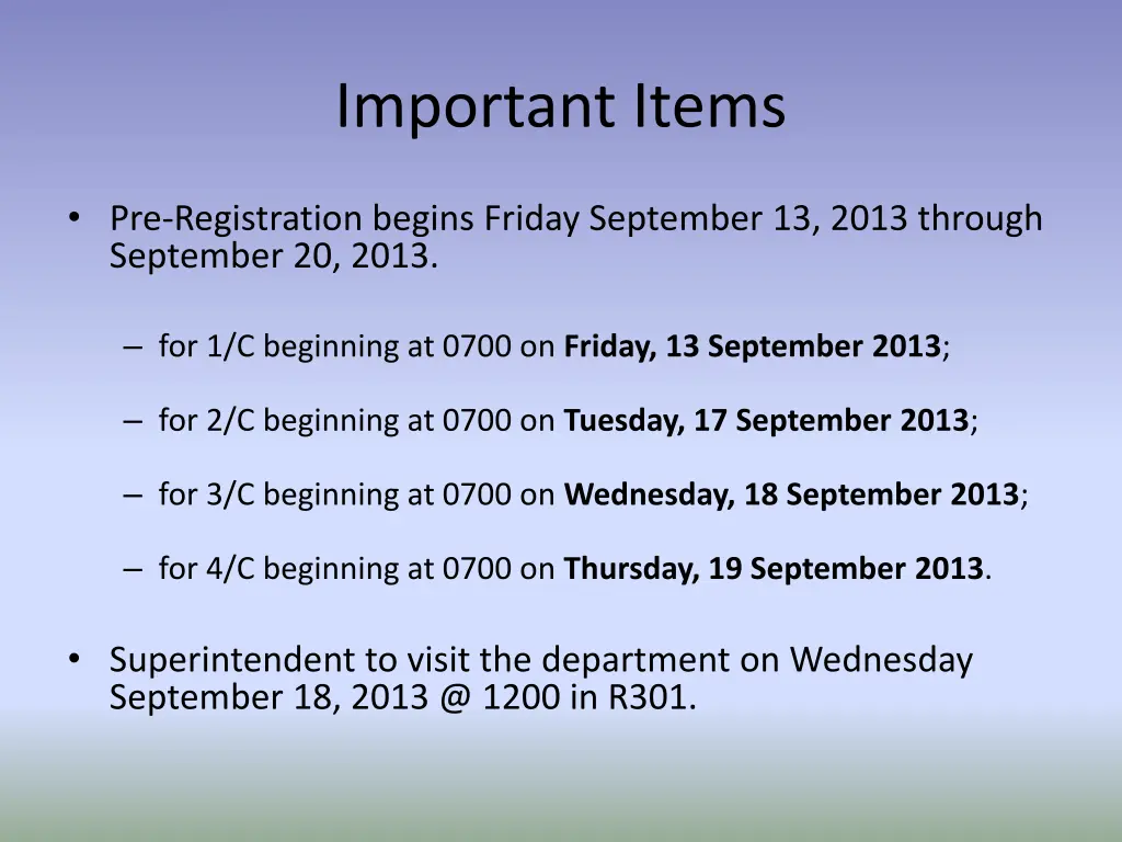 important items