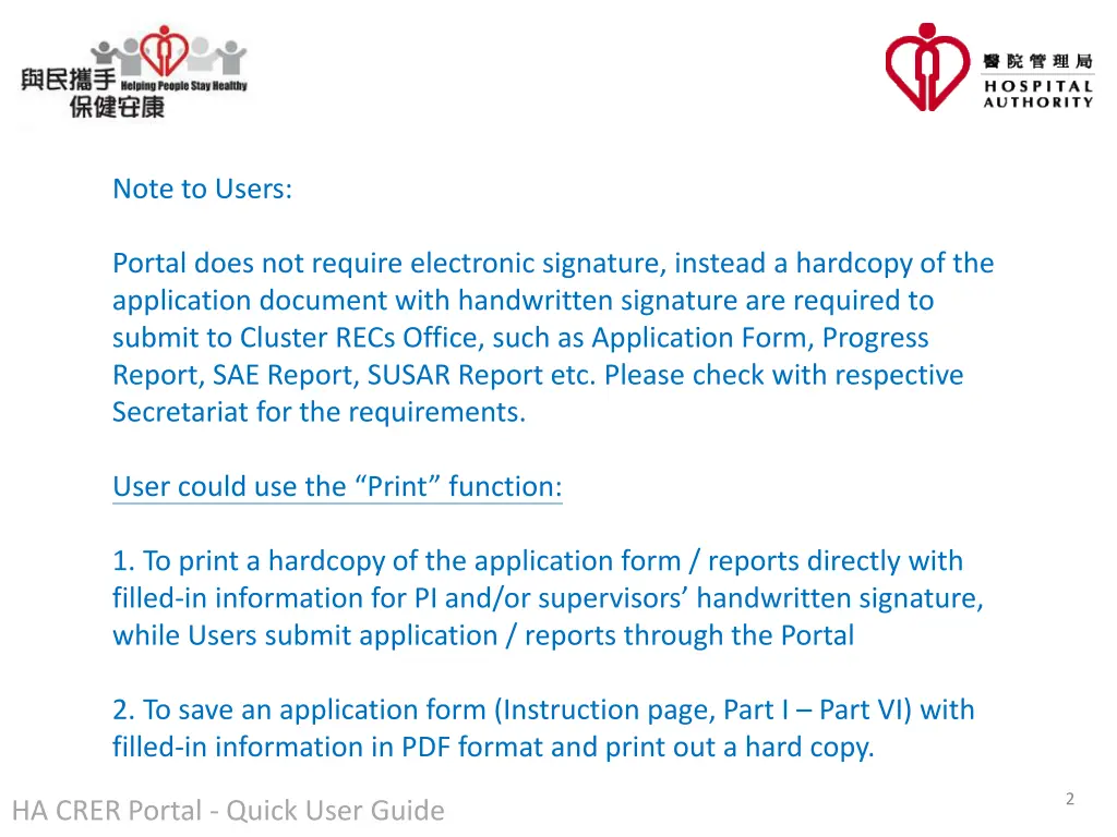 note to users