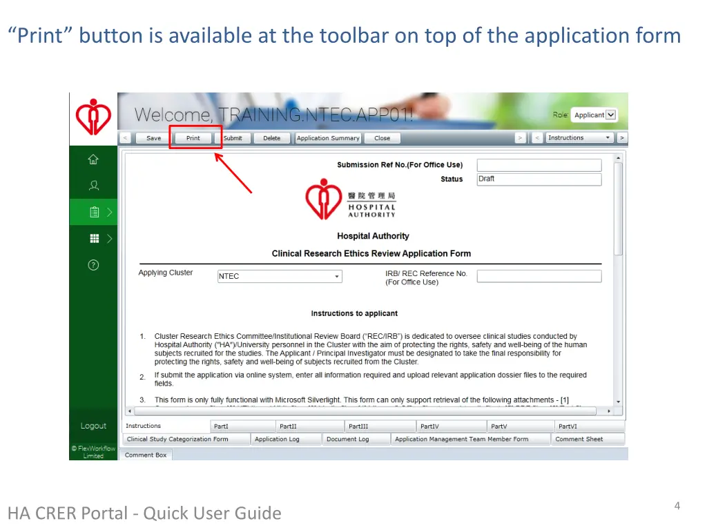print button is available at the toolbar
