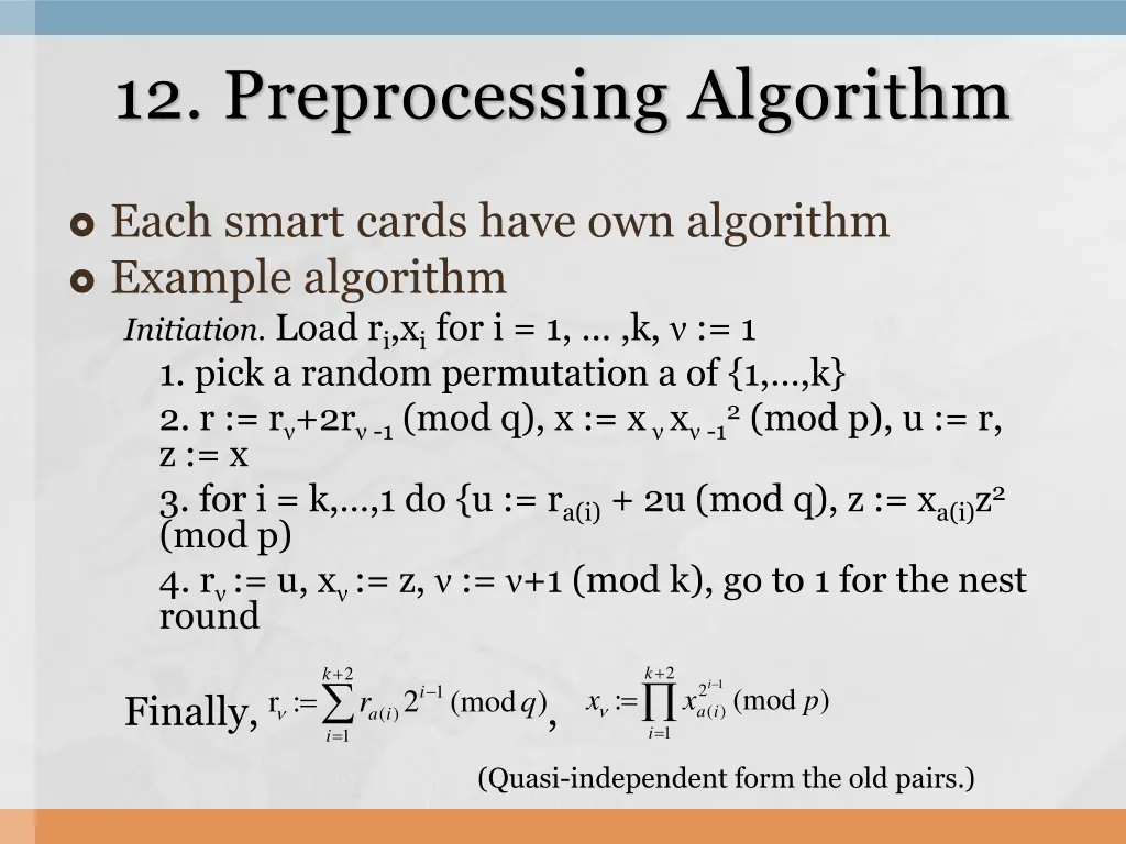 12 preprocessing algorithm