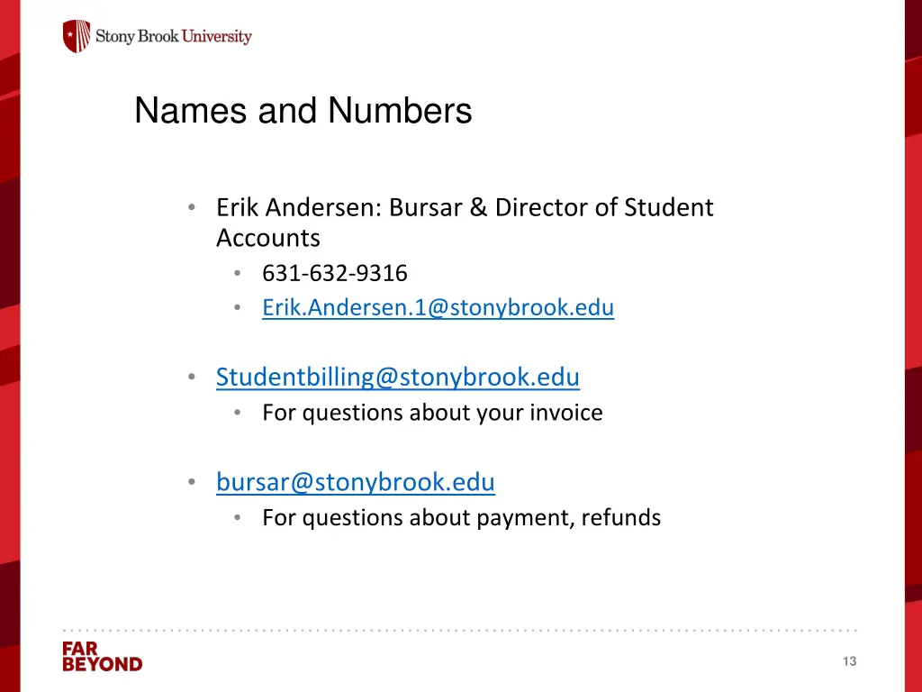 names and numbers