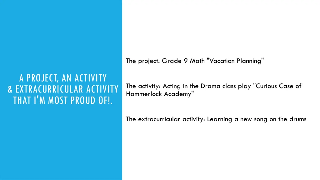 the project grade 9 math vacation planning