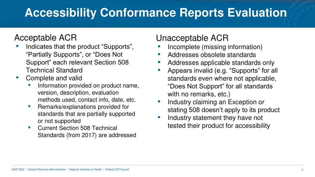 accessibility conformance reports evaluation