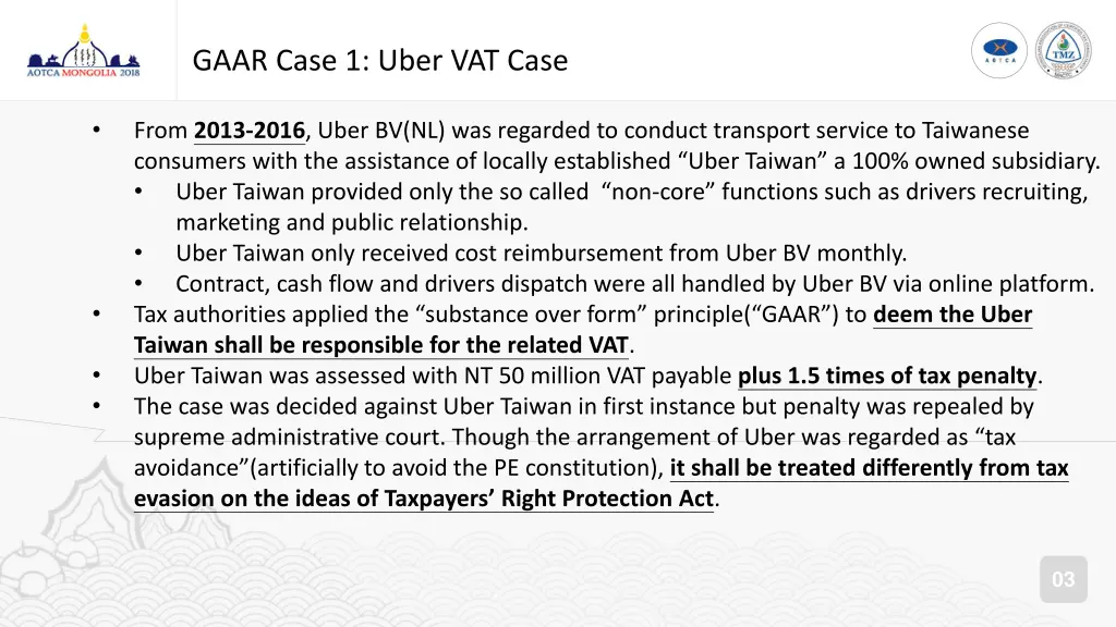 gaar case 1 uber vat case