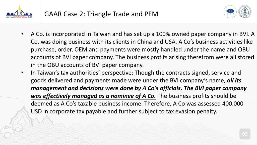 gaar case 2 triangle trade and pem